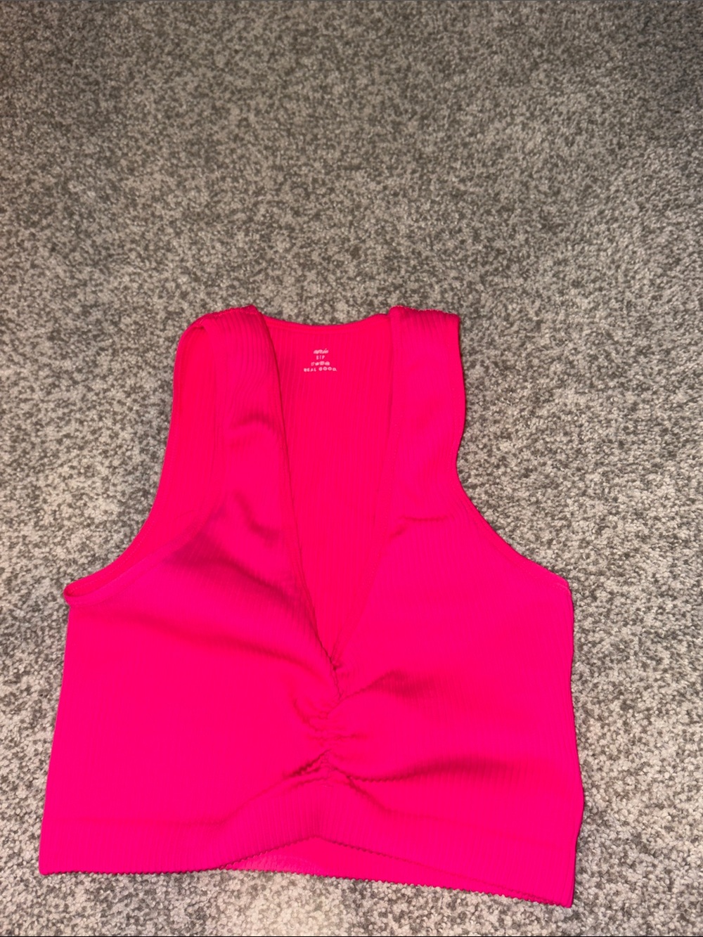 aerie Ribbed Twist-Front Crop Top - Hot Pink